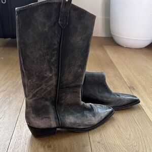 Free People Distressed Black Leather Boots